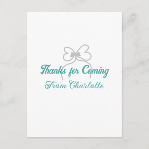 thanks for coming add name text message grey bow postcard