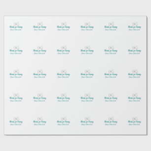 thanks for coming add name text message grey bow wrapping paper