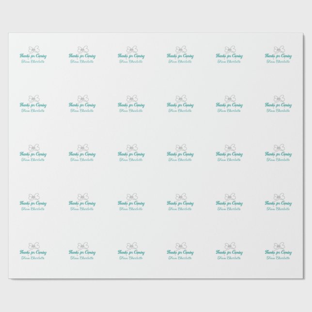 thanks for coming add name text message grey bow wrapping paper (Flat)