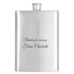 thanks for coming add name text message hip flask