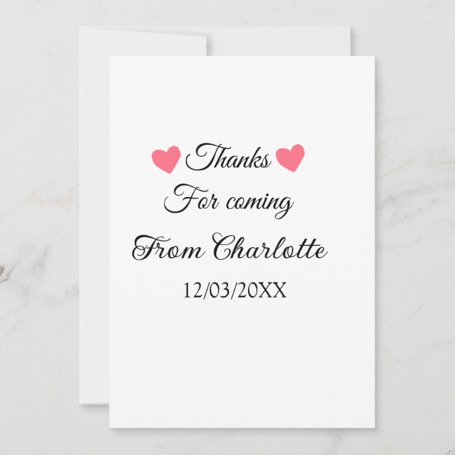 thanks for coming add name text message  invitation (Front)