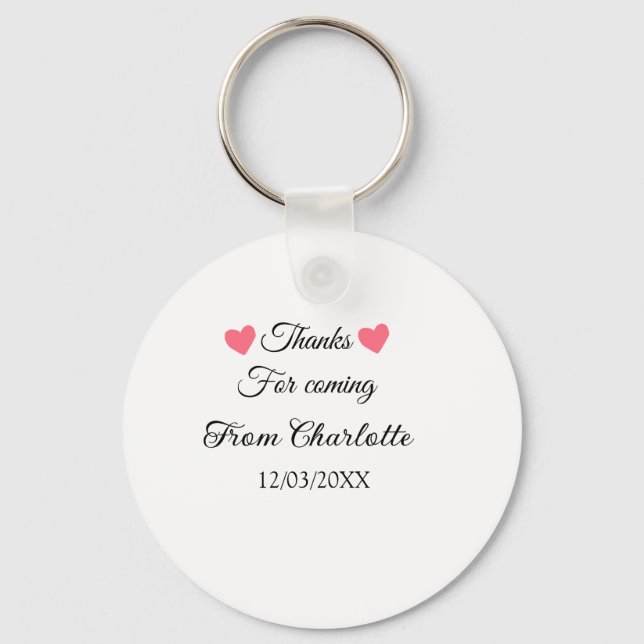 thanks for coming add name text message  key ring (Front)