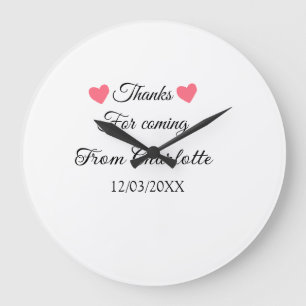 thanks for coming add name text message  large clock