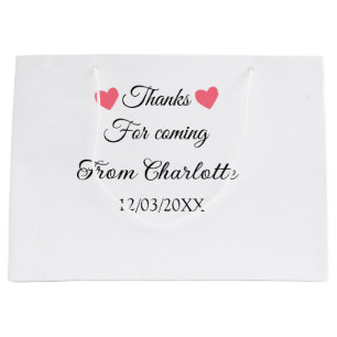 thanks for coming add name text message large gift bag