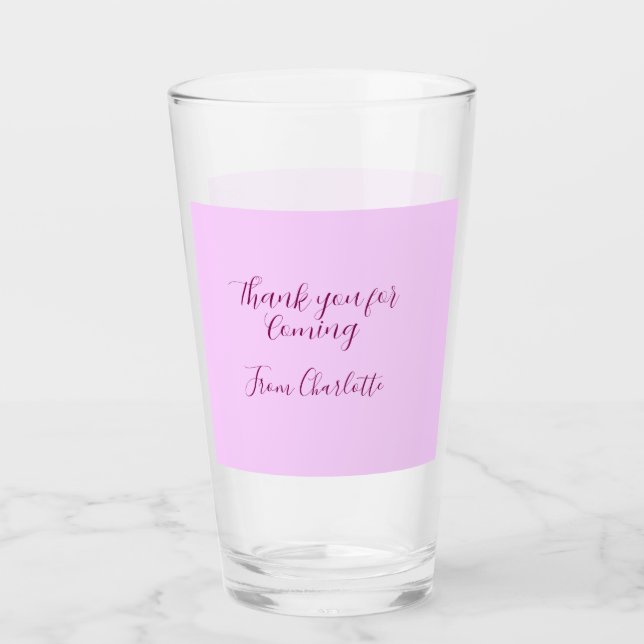 thanks for coming add name text message mauve glass (Front)