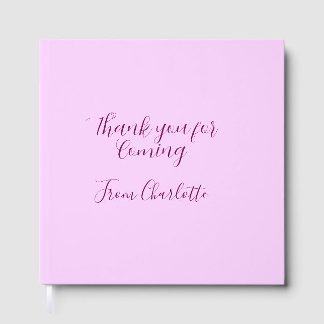 thanks for coming add name text message mauve guest book (Front)