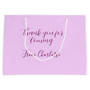 thanks for coming add name text message mauve large gift bag