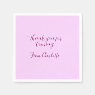 thanks for coming add name text message mauve napkin