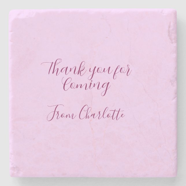 thanks for coming add name text message mauve stone coaster (Front)