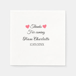 thanks for coming add name text message  napkin