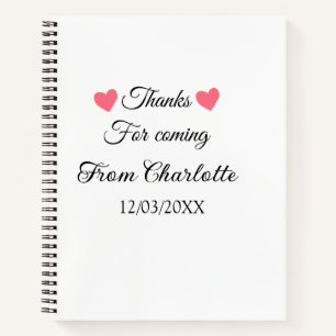 thanks for coming add name text message  notebook
