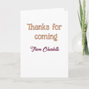thanks for coming add name text message orange card