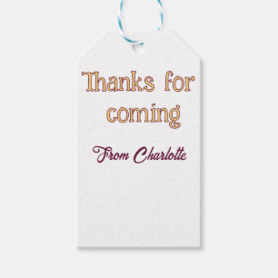thanks for coming add name text message orange gift tags