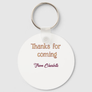thanks for coming add name text message orange key ring