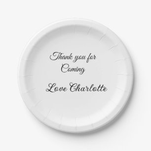 thanks for coming add name text message paper plate
