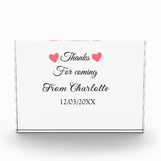 thanks for coming add name text message  photo block (Front)