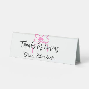 thanks for coming add name text message pink bow f