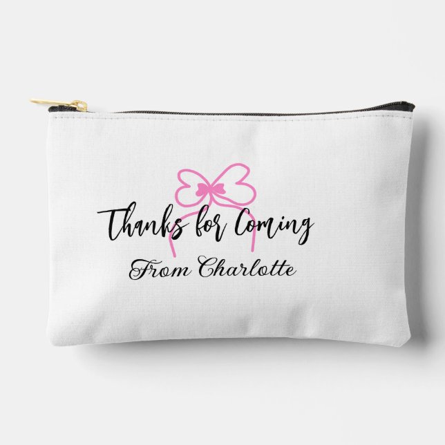 thanks for coming add name text message pink bow f accessory pouch (Front)