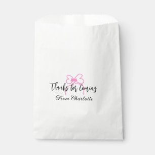 thanks for coming add name text message pink bow f favour bags