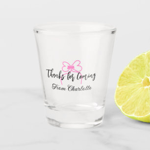 thanks for coming add name text message pink bow f shot glass