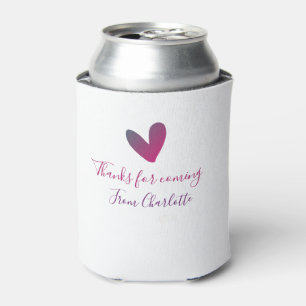 thanks for coming add name text message pink heart can cooler