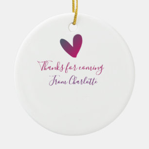 thanks for coming add name text message pink heart ceramic tree decoration