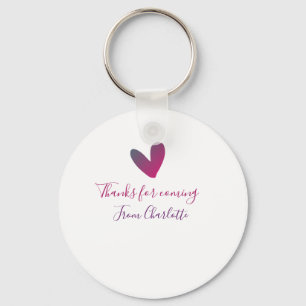 thanks for coming add name text message pink heart key ring