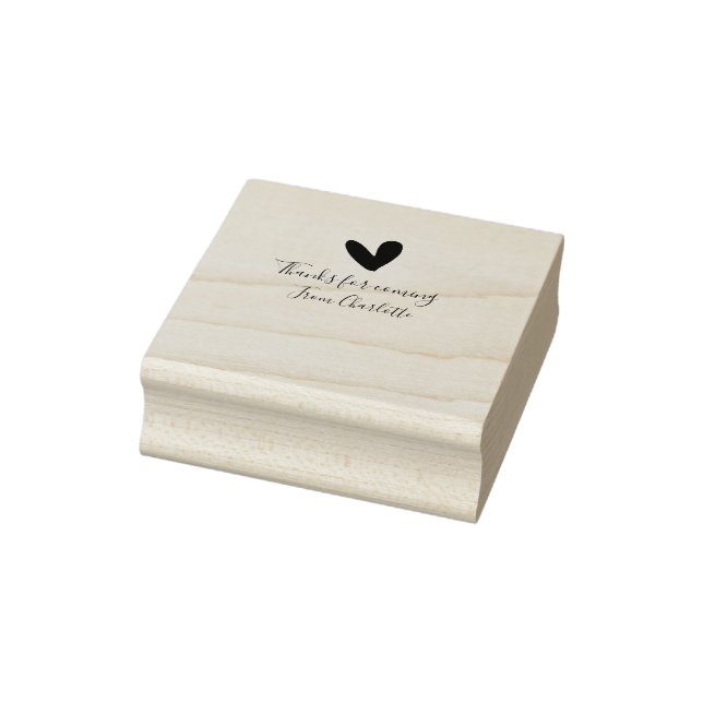 thanks for coming add name text message pink heart rubber stamp (Stamp)