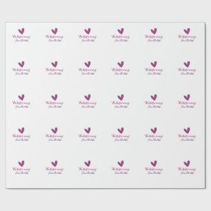 thanks for coming add name text message pink heart wrapping paper