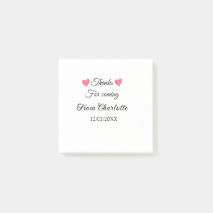 thanks for coming add name text message  post-it notes