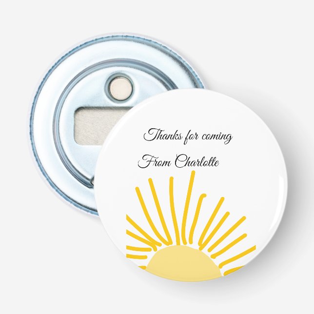 thanks for coming add name text message sun bottle opener (Front)