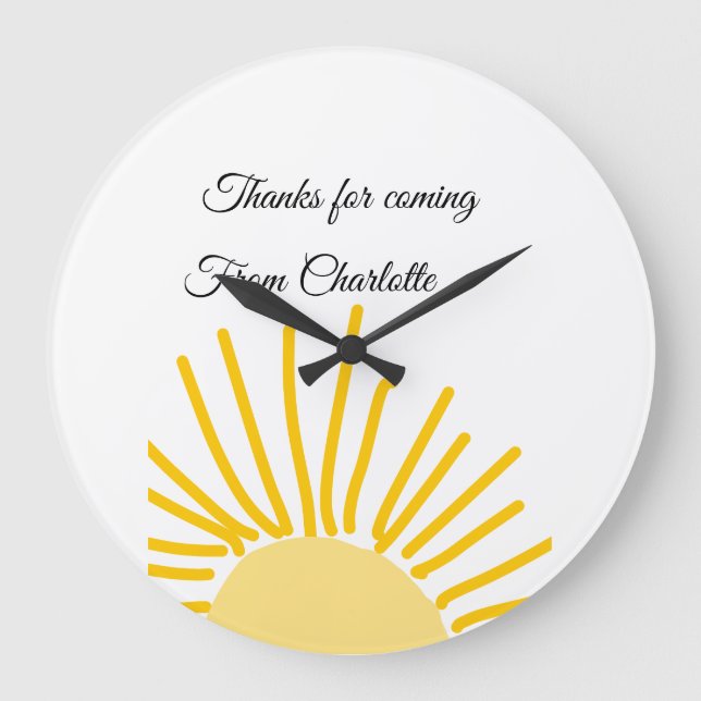 thanks for coming add name text message sun large clock (Front)