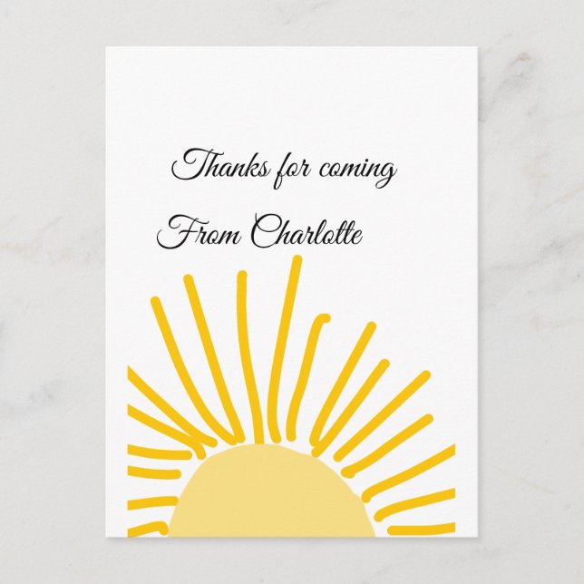 thanks for coming add name text message sun postcard (Front)