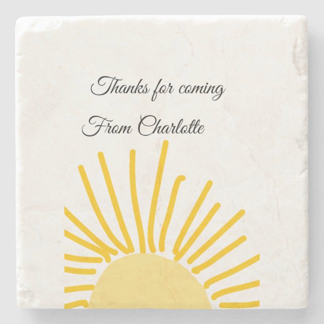 thanks for coming add name text message sun stone coaster (Front)