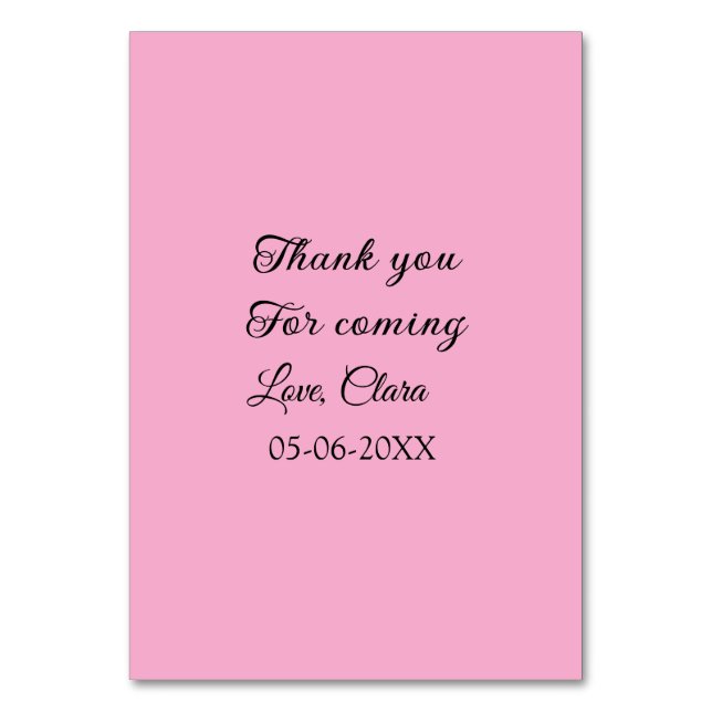 thanks for coming add name text message  table number (Front)