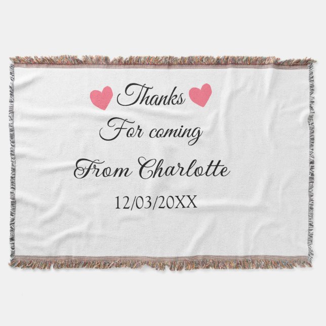 thanks for coming add name text message  throw blanket (Front)