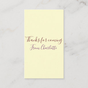 thanks for coming add name text message yellow pas business card