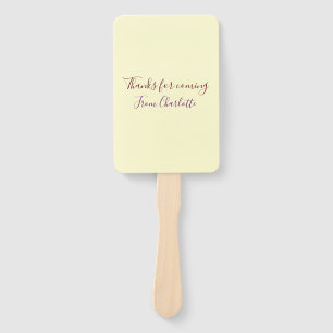 thanks for coming add name text message yellow pas hand fan