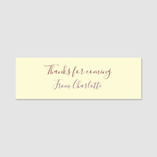 thanks for coming add name text message yellow pas tag