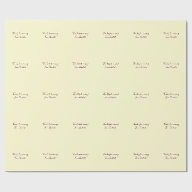 thanks for coming add name text message yellow pas wrapping paper (Flat)