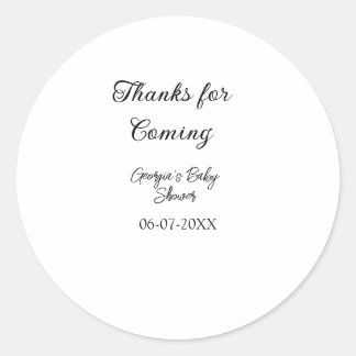 Thanks for coming baby shower modern simple typogr classic round sticker