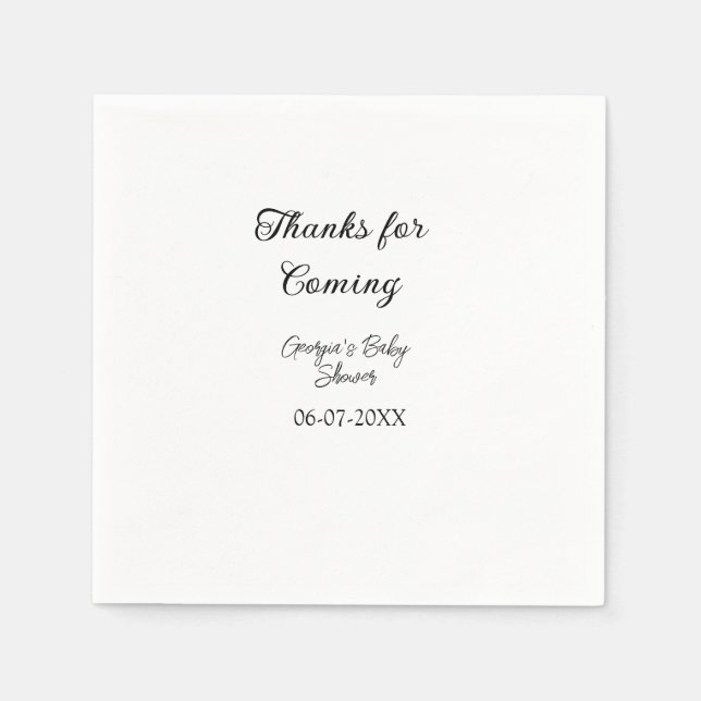 Thanks for coming baby shower modern simple typogr napkin (Front)