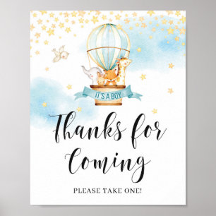 Thanks for coming Baby Shower Sign hot air balloon