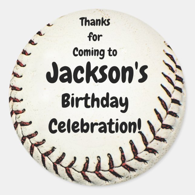 Thanks for Coming, Baseball Bithday Classic Round Sticker (Front)
