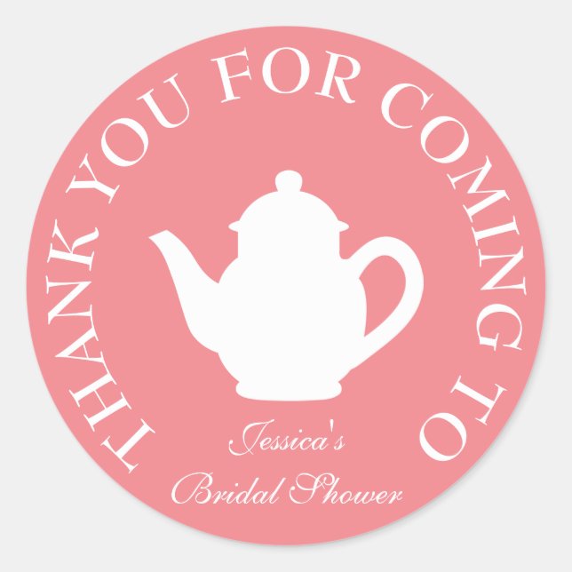 Thanks for coming bridal shower tea party stickers (Front)