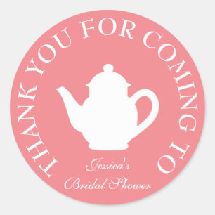 Thanks for coming bridal shower tea party stickers