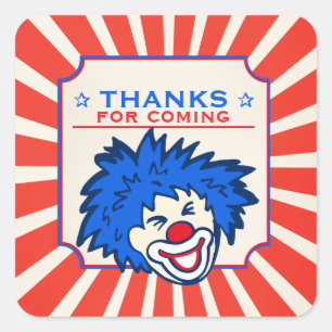 Thanks for coming circus clown birthday sticker