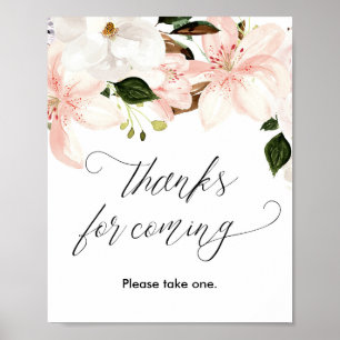 Thanks for coming favours sign blush pink floral