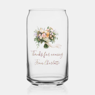 thanks for coming floral bouque green blue name mo can glass