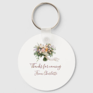 thanks for coming floral bouque green blue name mo key ring